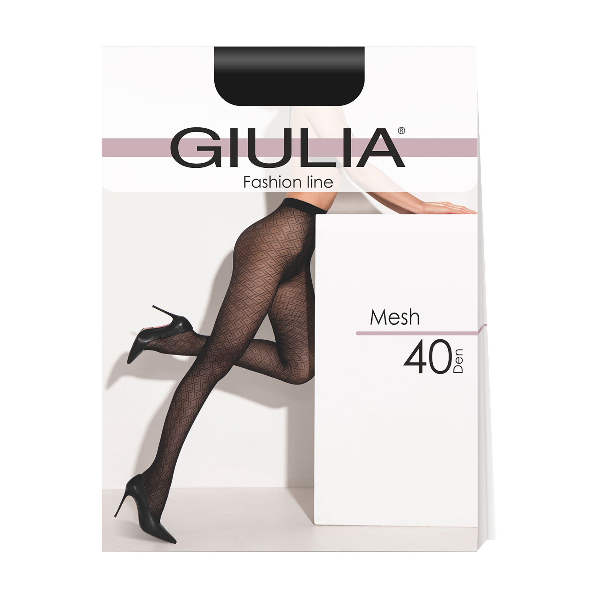 Фантазійні колготки жіночі Giulia Mesh без шортиків, 40 DEN, Nero, розмір 3