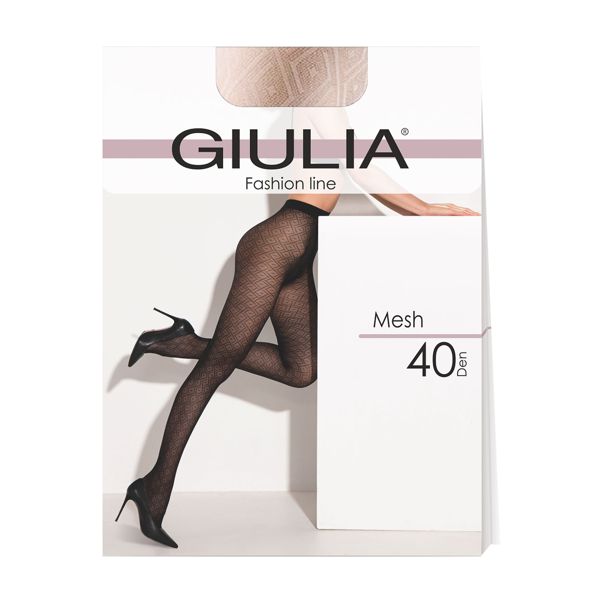 Фантазійні колготки жіночі Giulia Mesh без шортиків, 40 DEN, Crema, розмір 4