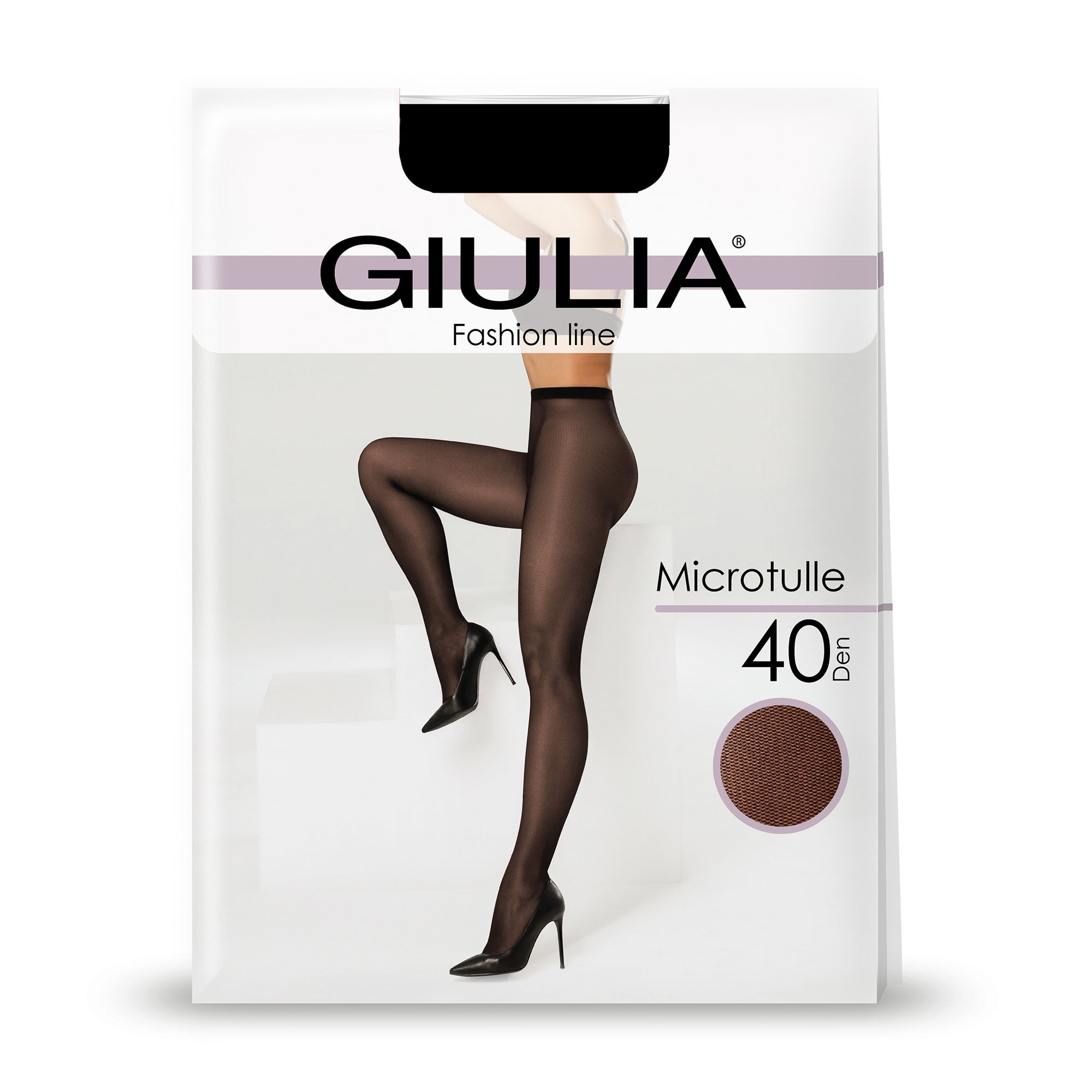 Фантазійні колготки жіночі Giulia Microtulle (1) з ефектом сіточки, 40 DEN, Nero, розмір 2