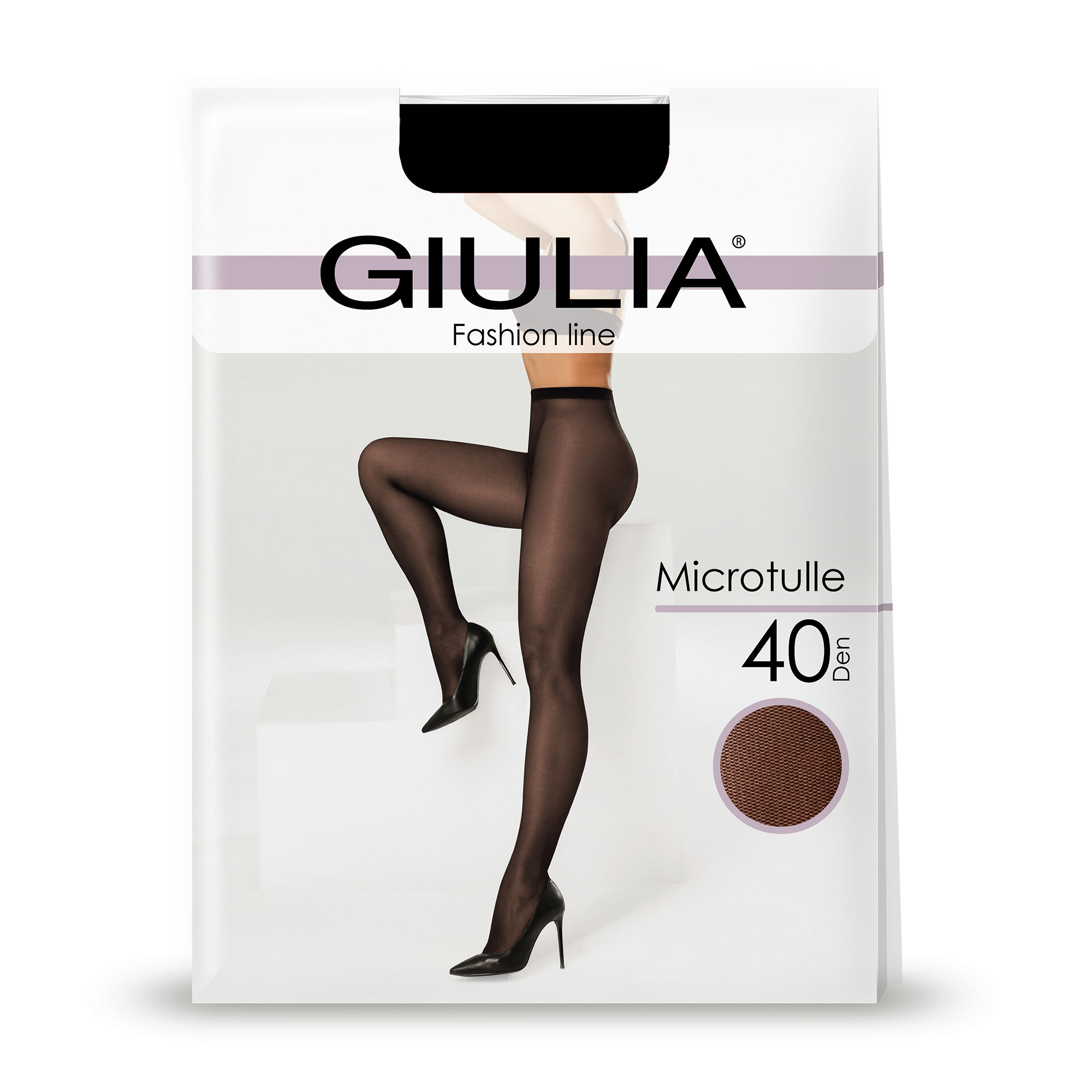 Фантазійні колготки жіночі Giulia Microtulle (1) з ефектом сіточки, 40 DEN, Nero, розмір 4